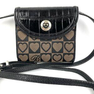 Brighton Crossbody Wallet Canvas Leather Signature Purse Night Out Mini Bag